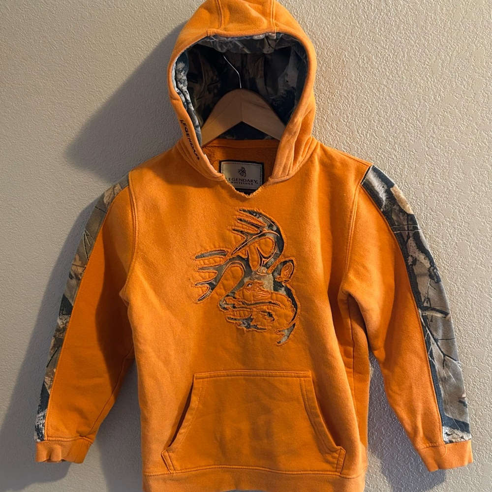 Legendary Whitetails Kids Orange Hoodie with Camo Accents